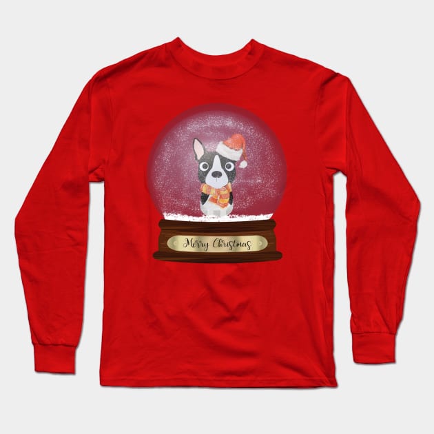 Boston Terrier Christmas Gift Long Sleeve T-Shirt by DoggyStyles